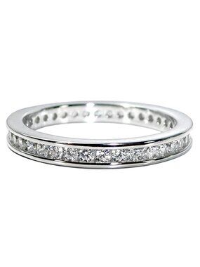 925 STERLING SILVER 2.5 (mm) Channel Set CZ Eternity Band Ring